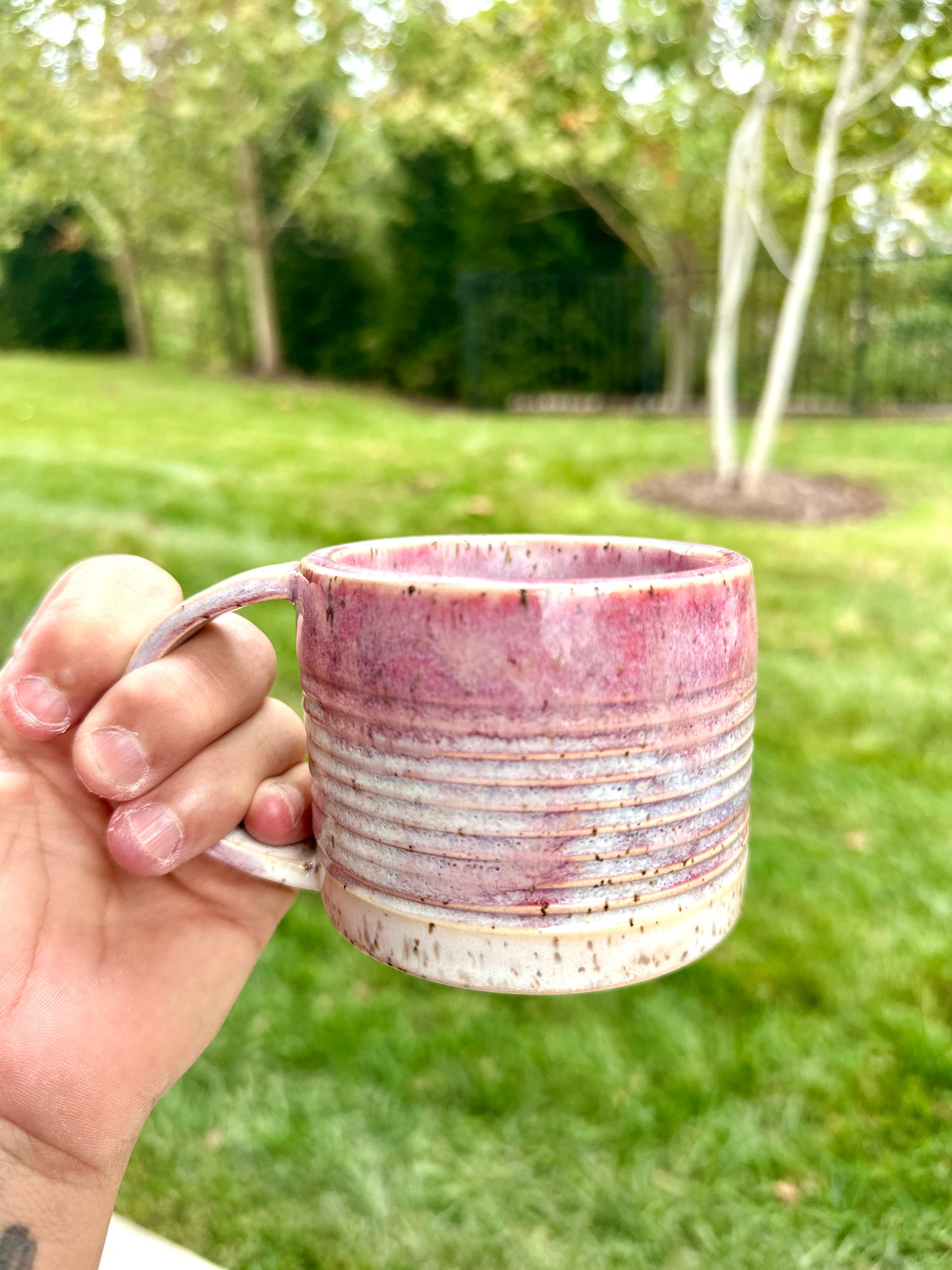 Pink Ridged Mug