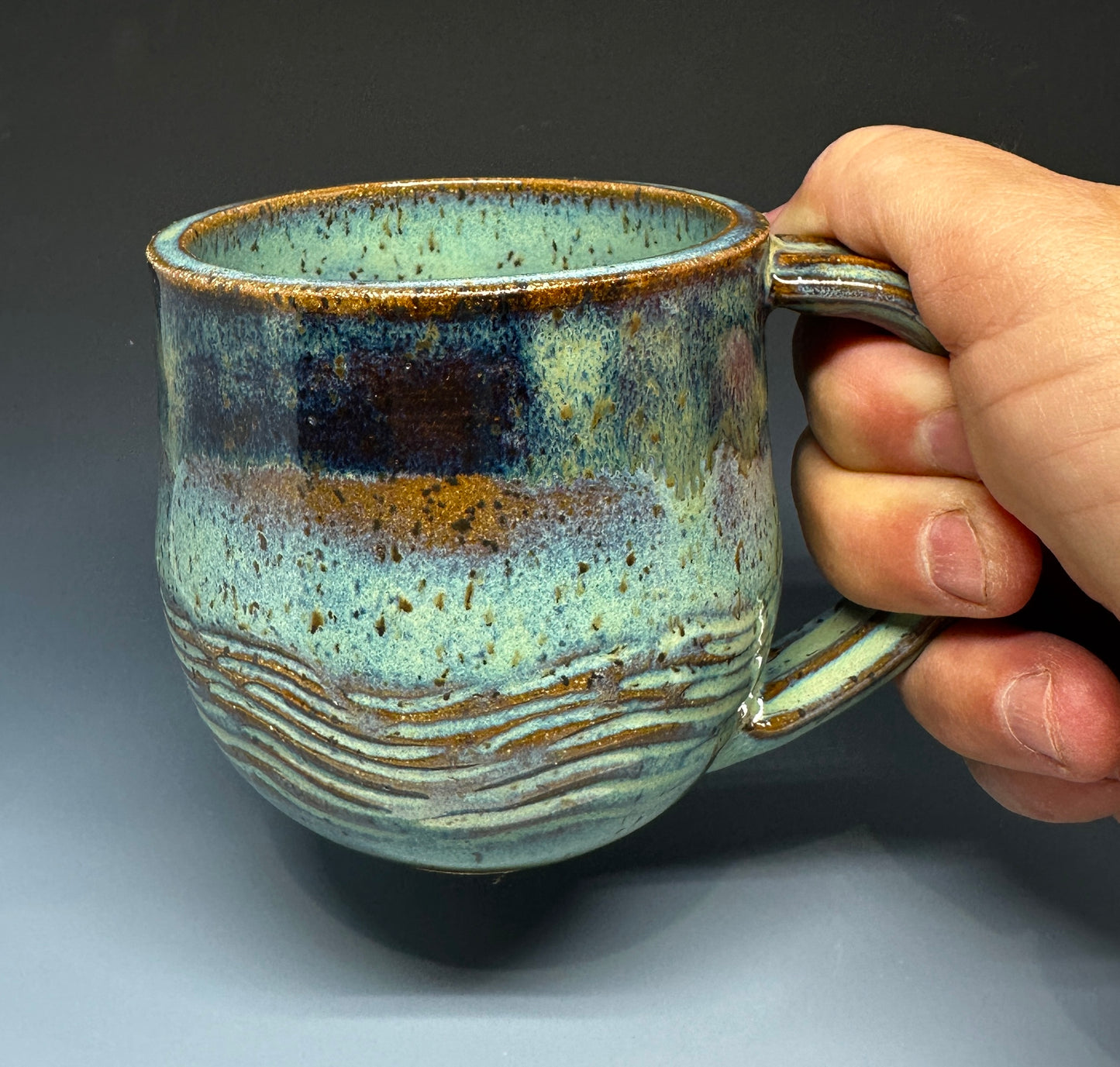 Blue/Green Carved Mug