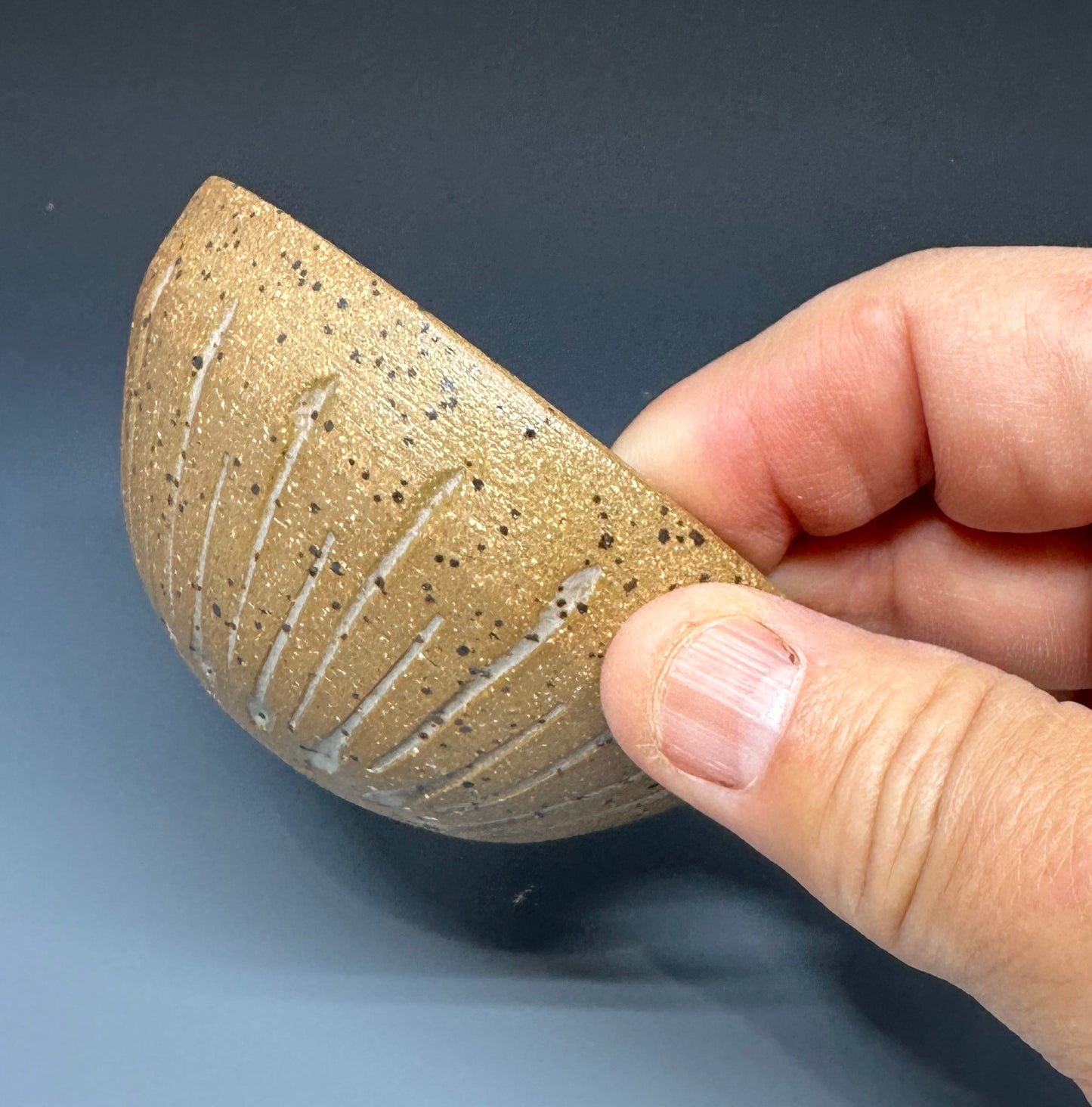 Blue Tiny Carved Bowl